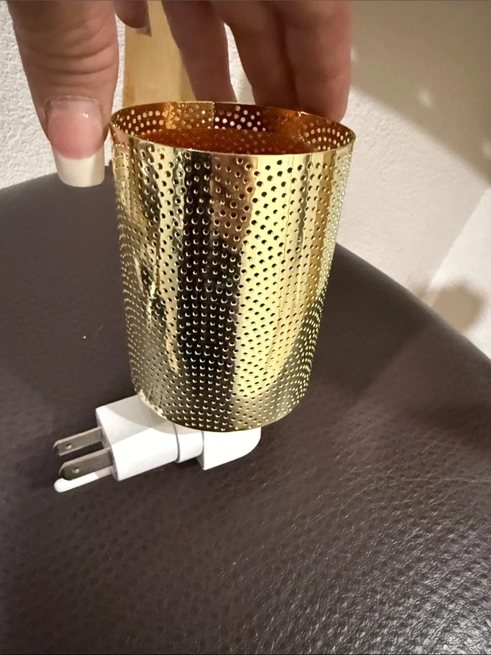 Brass metal Perforated Plug-In Night Light needs bulb